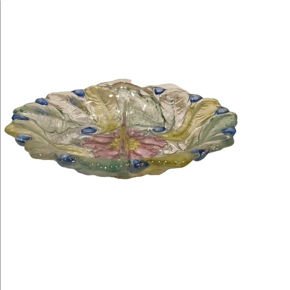 Hand painted glass relish dish - Picture 2 of 4